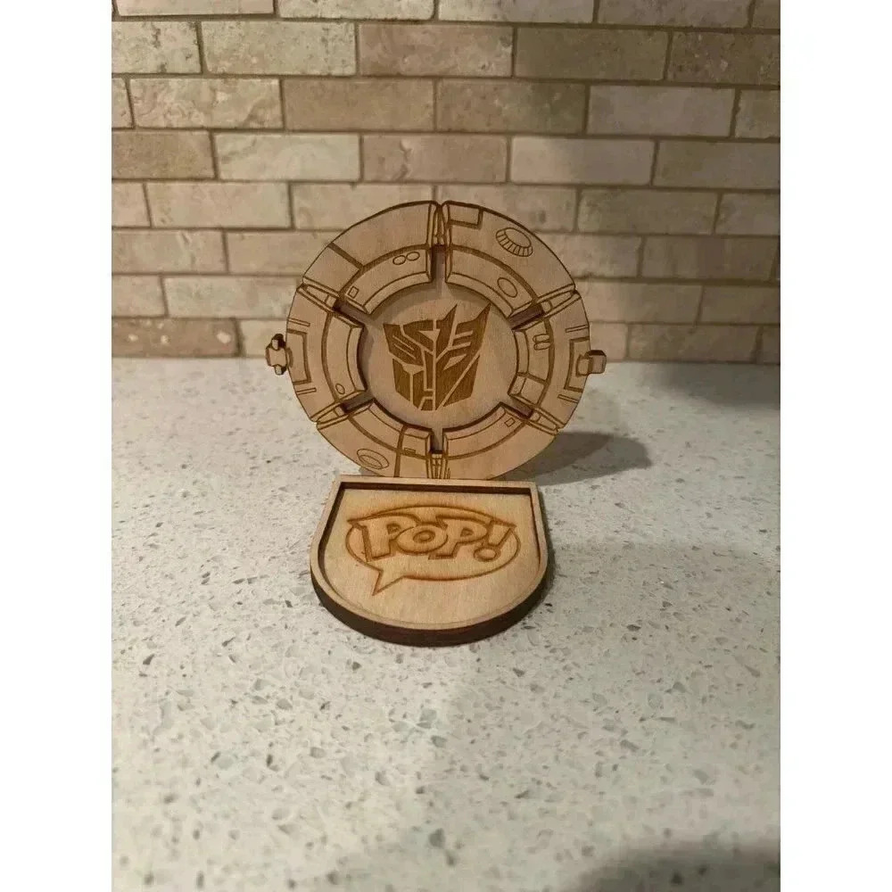 Transformers wood carved funko pop stand